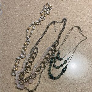 Lot-Three separate necklaces. Costume jewelry.